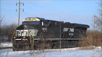 2-18-14 NS #7670 GE ES40DC Sitting in a Siding Idling