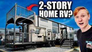 This Two Story RV Has Everything - Full Kitchen, Washer Dryer & Huge Porch