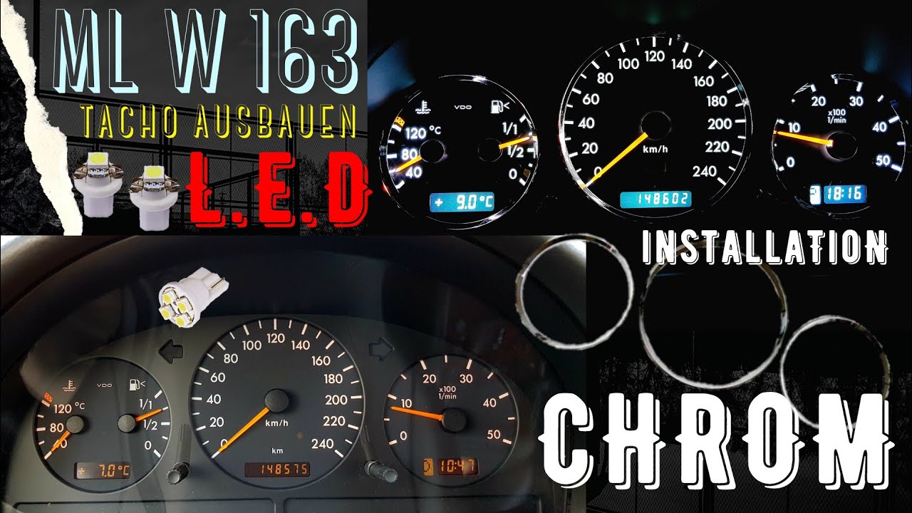 СНЯТЬ СПИДОМЕТР MERCEDES BENZ ML 270 CDI.W.163...СВЕТОДИОДЫ...ХРОМ.УСТАНОВКА СНЯТЬ СПИДОМЕТР.