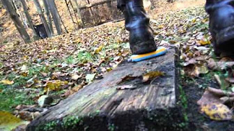 stomping cheese in army boots
