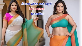HD AI red white and royal blue saree beautiful Ai Model beautiful Lookbook Ai girl ❤️Comedy