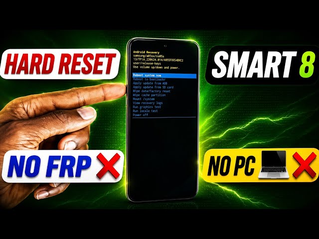 Infinix Smart 8 Hard Reset Without PC + Google FRP Unlock | Full