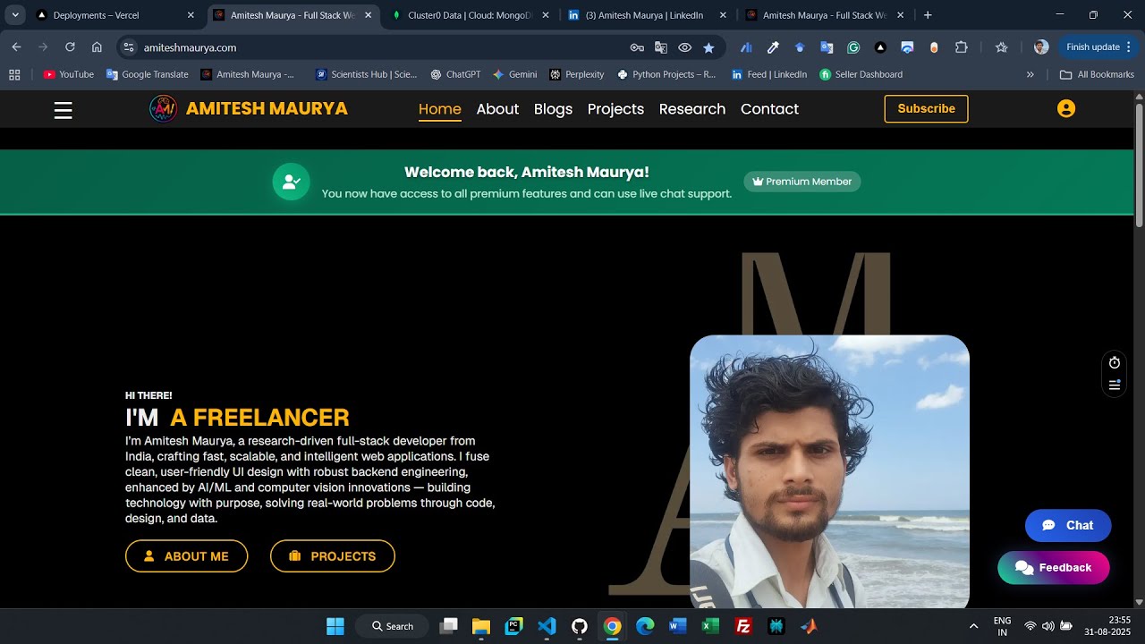 Modern Web Developer Portfolio | Full-Stack Projects + Skills | React.js | Next.js