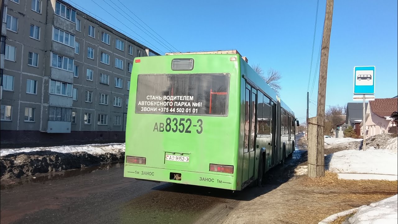 Поездка на автобусе номер 15 вокзал - микрорайон Западный ( БелГУТ - улица Минская) Гомель