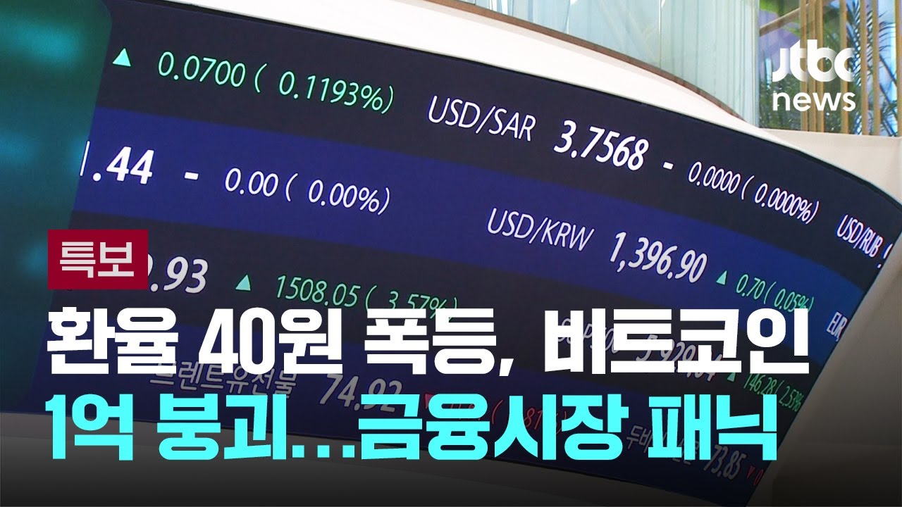 환율 40원 폭등, 비트코인 1억원 붕괴…금융시장 밤새 패닉 / JTBC 뉴스특보