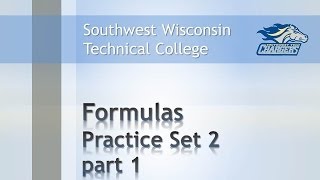 Math Review - Formulas Chapter Practice Set 2, Pt 1 Order of Operations.