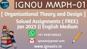 IGNOU MMPH-01 Solved Assignment Jan 2023 [FREE] || IGNOU MBA || IGNOU TV || IGNOU ||