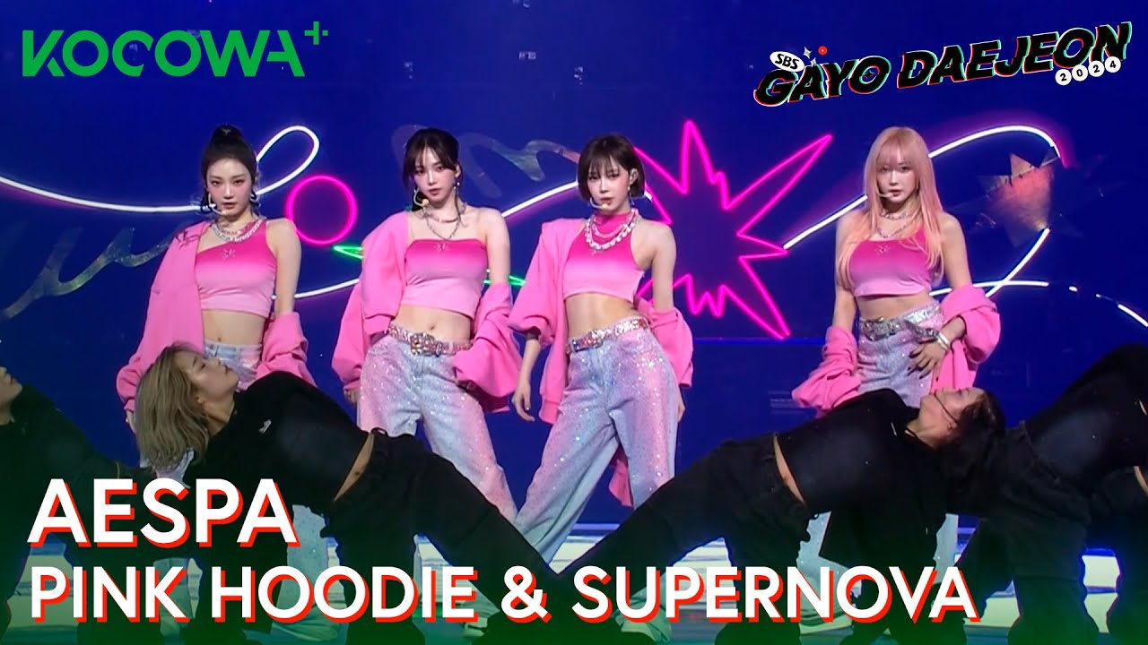 aespa - Pink Hoodie + Supernova | SBS Gayo Daejeon 2024 | KOCOWA+ [PT-BR]