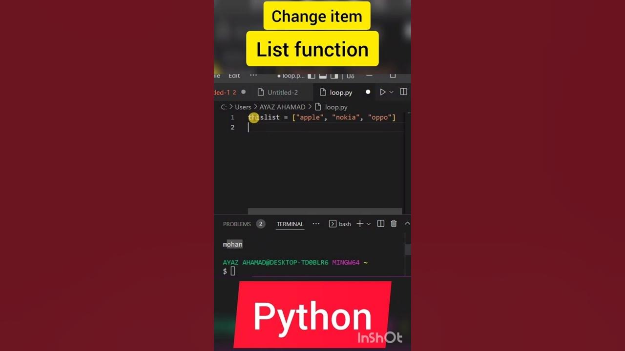 how to change item in list function | python | #sorts - YouTube