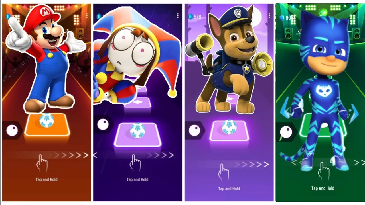 TIES HOP EDM RUSH - MARIO vs DIGITAL CIRCUS vs PAW PATROL vs PJ MASK