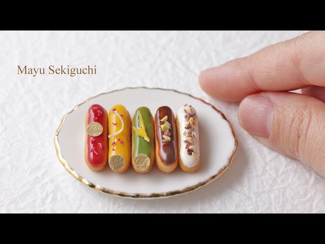 粘土でミニチュアエクレア Eclair How to make miniature food. DIY 