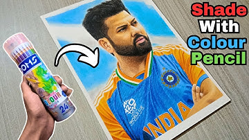 How to Shade With Colour pencil | Rohit Sharma Drawing #rohitsharma #cricket #realisticdrawing