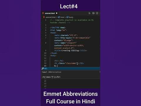 Emmet Abbreviation | Fast Html | lect # 4 | #youtubeshorts #shorts # ...