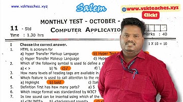 11th standard Computer application October Monthly Test 2023 Original question with key download  Sa