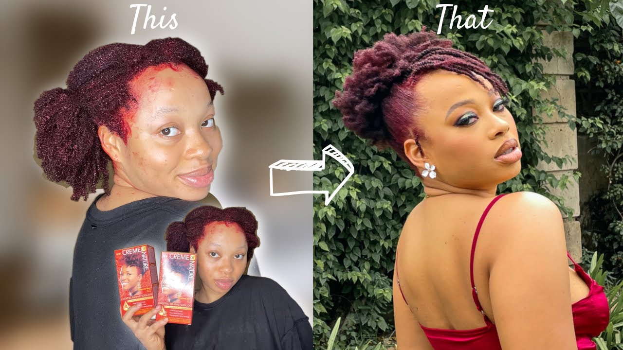 FIRST time Dying My Natural Hair |Crème of Nature Burgundy Blaze | No