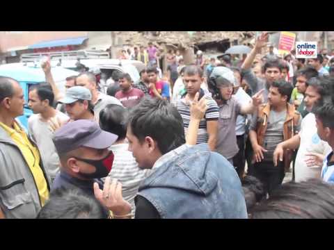 Locals of Old Baneshwor strike against lazy government.