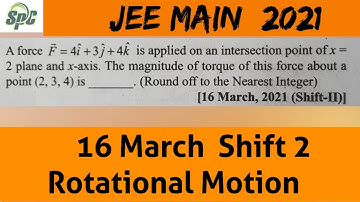 A force F = 4 i + 3 j + 4 k is applied on an intersection point of x = 2 plane and x axis . The magn