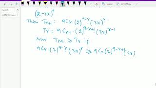 Binomial theorem : - ( Greatest co efficient and greatest term in an expansion ) - 36.