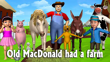 Old MacDonald Had A Farm - 3D Animation Animals Songs & Nursery Rhymes for Children