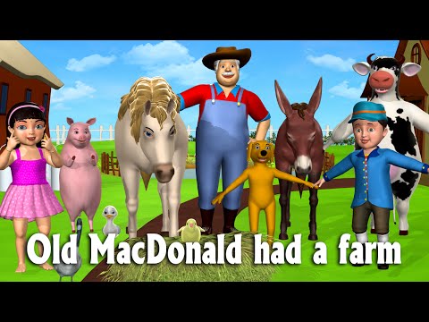 Old MacDonald Had A Farm - 3D Animation Animals Songs & Nursery Rhymes for Children