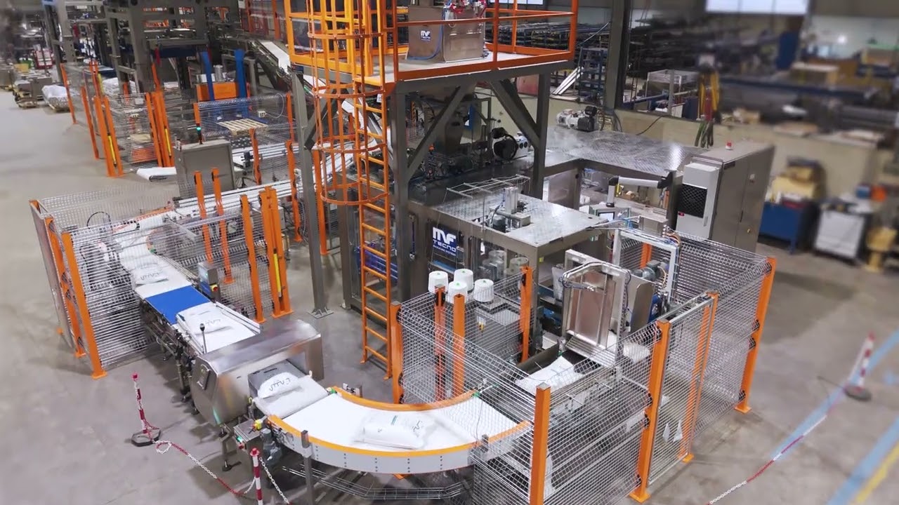 Open mouth bagger and layer palletizer for sugar in 25KG