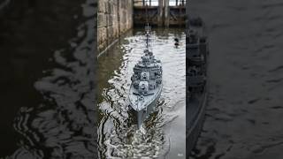🚢 Tiny Warship vs Giant Canal! #miniature #rcboat #shorts #shortvideo