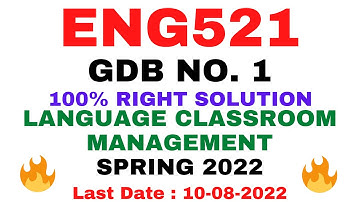 ENG521 GDB NO. 1 SPRING 2022 || 100% RIGHT SOLUTION || LANGUAGE CLASSROOM MANAGEMENT || BY VuTech