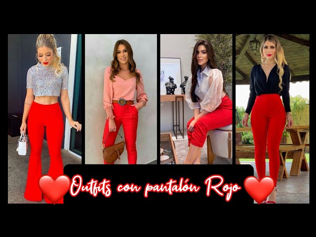 red <3  Pantalon rojo mujer, Pantalones rojos, Como combinar colores ropa