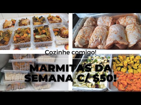 FIZ MARMITAS DA SEMANA COM PROTEINAS E LEGUMES USANDO $50!! MACARRÃO PARAFUSO INTEGRAL DEU RUIM!