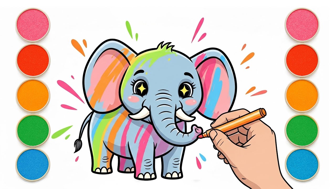 Let’s Draw a Cute Elephant! 🐘 | Easy Drawing for Kids