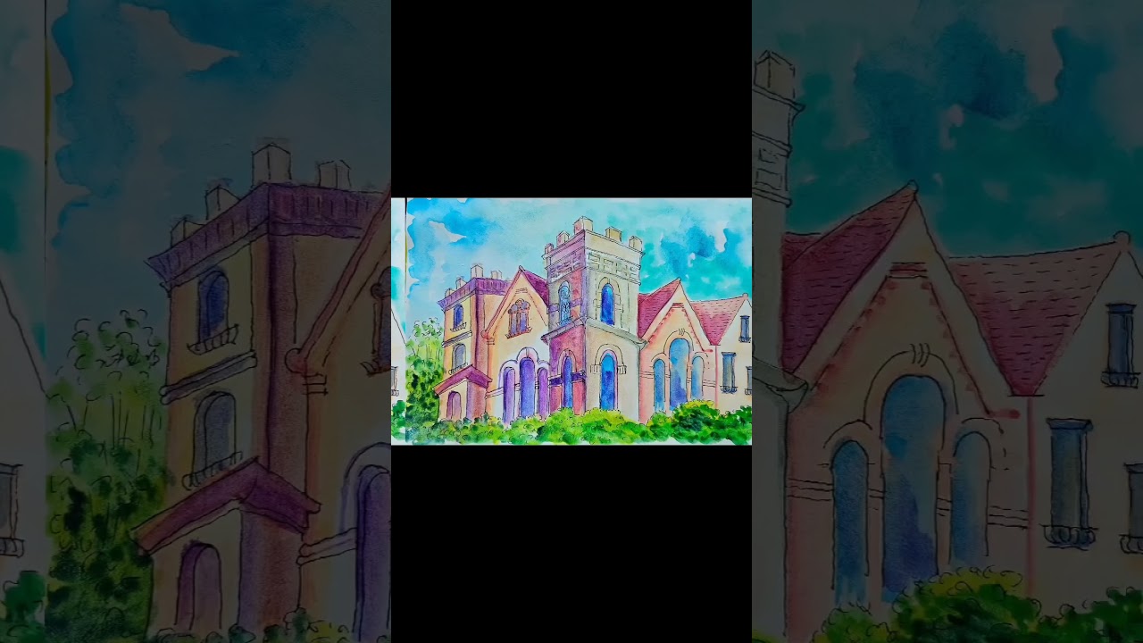 Church in an Old Town: Watercolor on Paper