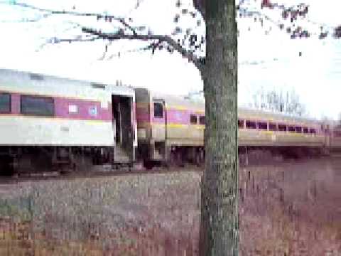 MBTA with horn at Fisher Street in Franklin