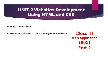 Class 11 Web Application (803) || Unit-2 Websites Development Using HTML and CSS || Part-1