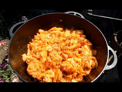 Видео рецепт Тушеная капуста со сметаной и рисом