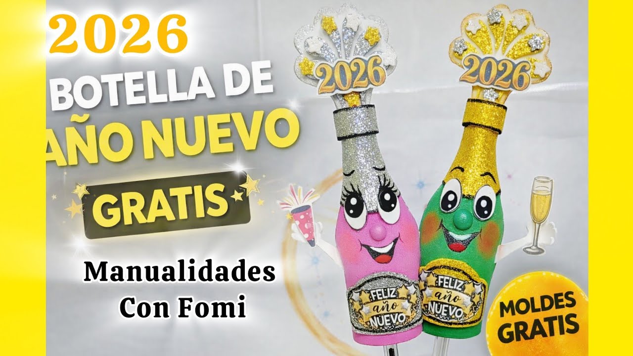 Botella de champaña en fomi 🥂 | Proyecto GRATIS paso a paso para Año Nuevo