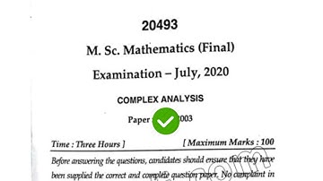 2020 Mdu MSc Math Final Year Complex Analysis Question Paper