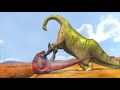 ديناصورات !!شاهد ماذا حدث (T.rex)تريكس vs(phuwiangosuarus)فيوانجوصورص(مضحكه)