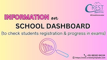 Information on School Dashboard | Check Registration and Progress in Exams - CREST Olympiads