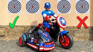 dima pretend play like a captain america unboxing power wheels bike avengers