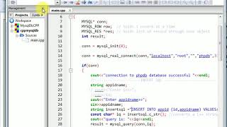 C++ and MySQL Database Connectivity Program part3