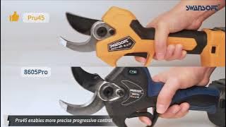 Video comparison between SW-PRU-45 and SW-8605PRO cordless leectric Pruning shear