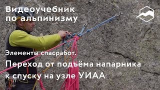 Элементы спасработ. Переход от подъема напарника к спуску на узле УИАА