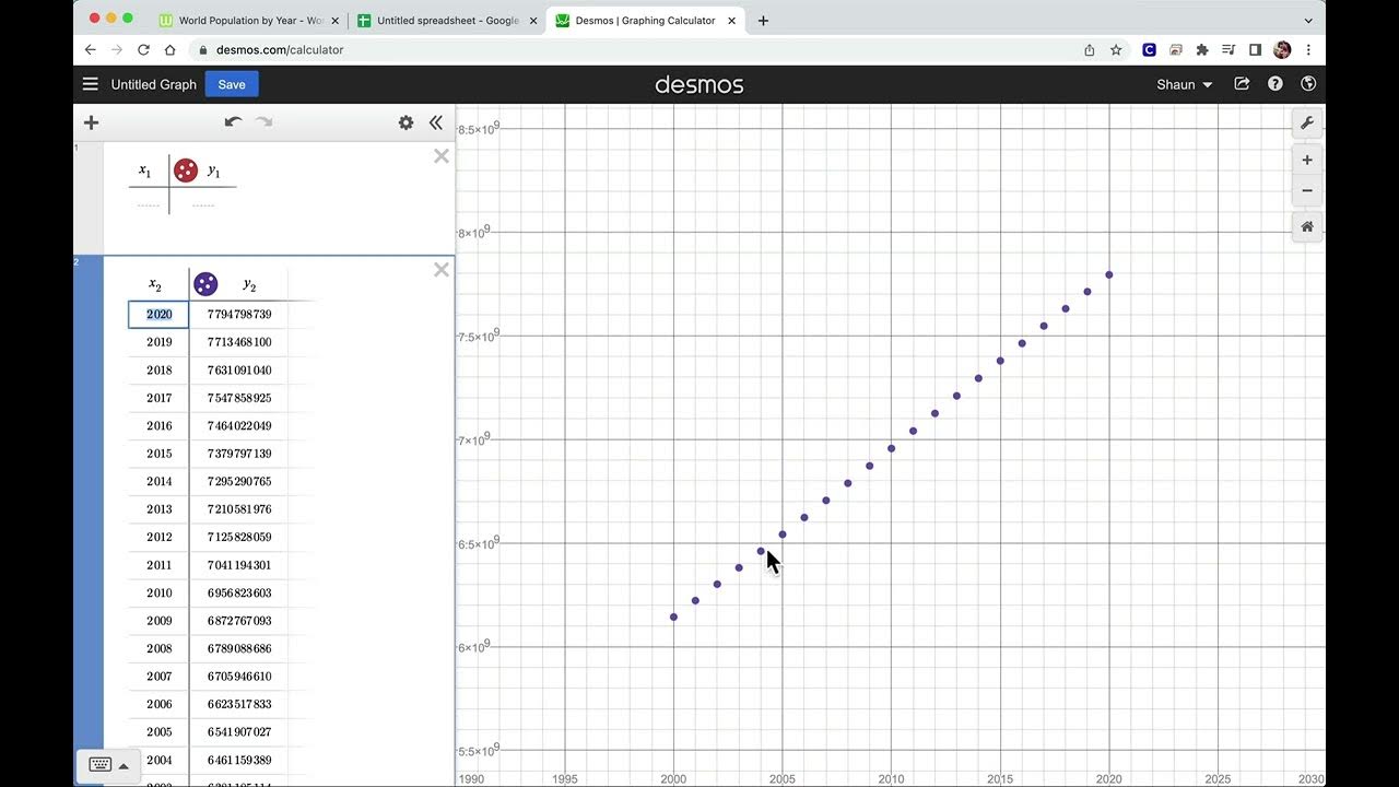Getting Data into Desmos via a Google Spreadsheet YouTube