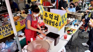 Korean market Shaved ice (bingsu) Fruit Cutting Skill, korean street food