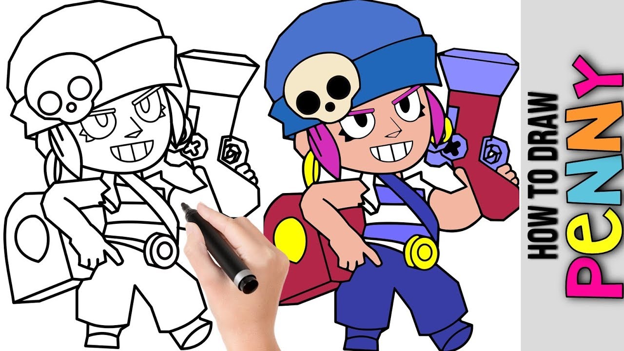 How To Draw Penny From Brawl Stars Cute Easy Drawings Tutorial For Beginners Best Brawlers Youtube - brawl stars penny coloring pages