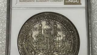 1628 Salzburg Taler NGC AU58 Dav-3499 Cathedral Silver Coin Holy Roman Empire Rare