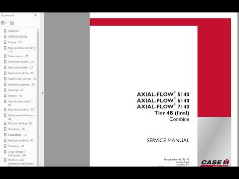Case AXIAL-FLOW 5140 6140 7140Tier 4B Combine - Workshop Manual