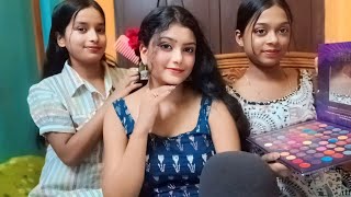 ASMR My Two Sister Doing My Face Makeup And Hairstyle 💄💇‍♀️