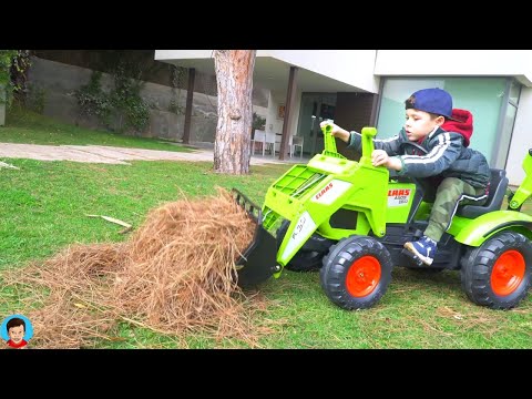 Funny Tema Videos Kid Unboxing Assembling and ride on Tractor Excavator Power Wheels