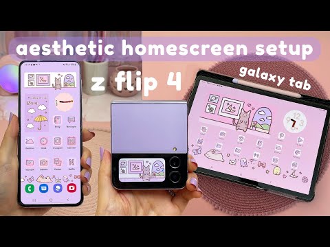 how I customize my samsung z flip 4 homescreen 💖 cute & aesthetic android theme ✨ unboxing & setup